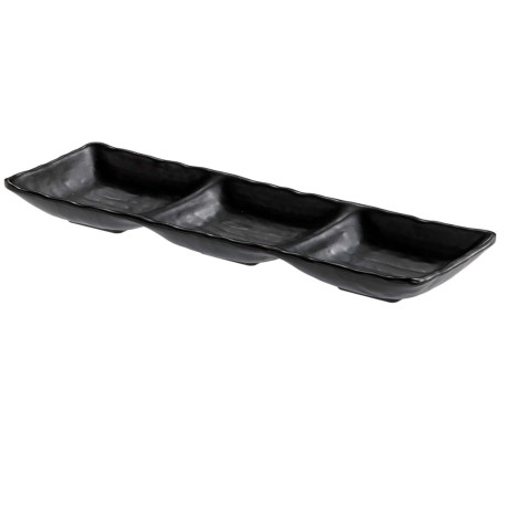 Vassoietto a tre scomparti - 27 x 9 x 3,5 cm - melamina - nero - Leone