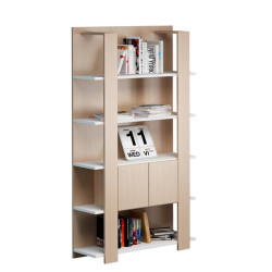 Libreria alta Concept - 5 ripiani - 100 x 38,6 x 198 cm - bianco/rovere