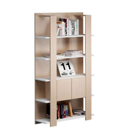 Libreria alta Concept - 5 ripiani - 100 x 38,6 x 198 cm - bianco/rovere