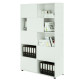 Libreria alta Tetris a 5 ripiani ante scorrevoli - 120x35x191 cm - Bianco/bianco