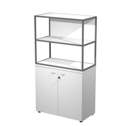 Libreria media Metal + armadio basso Essence - 90 x 46 x 165 cm - Bianco/bianco/bianco/antracite