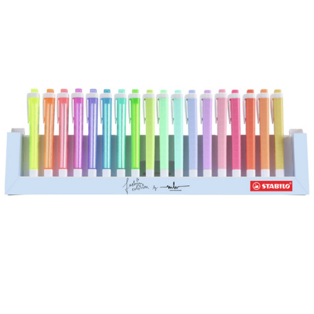 Evidenziatore Swing Cool Pastel - punta a scalpello - tratto 1 - 4 mm - colori assortiti - Stabilo - deskset 18 pezzi