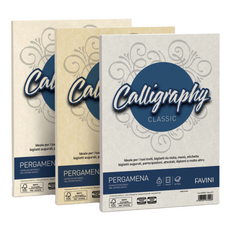 Carta Calligraphy Pergamena - A4 - 90 gr - sabbia 02 - Favini - conf. 50 fogli