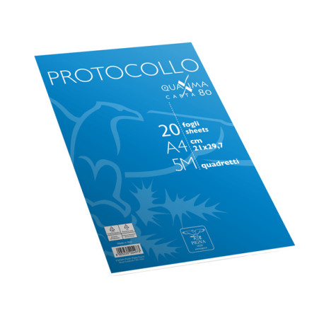Fogli protocollo Quaxima - A4 - 5 mm - 80 gr - Pigna - conf. 20 pezzi