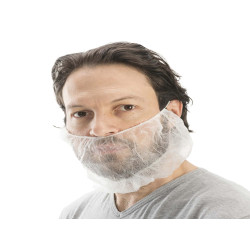 Copribarba con elastico nucale - taglia unica - PLP - bianco - Worker - conf. 100 pezzi