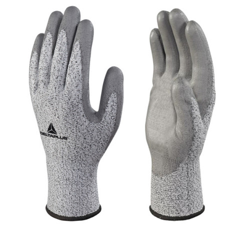 Guanti antitaglio Venicut B04 - maglia tricot econocut - palmo in poliuretano - taglia 09 - grigio - Deltaplus - pack 3 paia