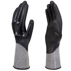 Guanti antitaglio Venicut D04 - maglia deltanocut - palmo in doppio nitrile - taglia 10 - nero - Deltaplus