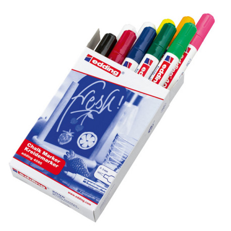 Marcatore a gesso liquido 4095 - punta tonda - da 2 a 3mm - colori assortiti - Edding - astuccio 10 pezzi