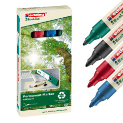 Marcatore permanente 21 Ecoline - punta conica 1,50 - 3,00 mm - colori assortiti - Edding - conf. 4 pezzi