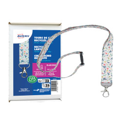 Cordoncino per portabadge - in Rpet - fantasia floreale - 440 x 20 mm - Avery - Conf. 10 pezzi