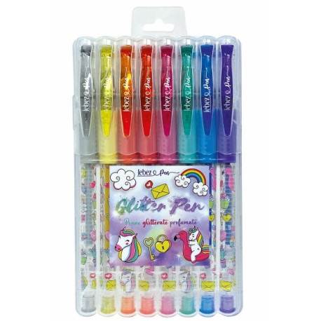 CF8 penne gel glitterate unicorno