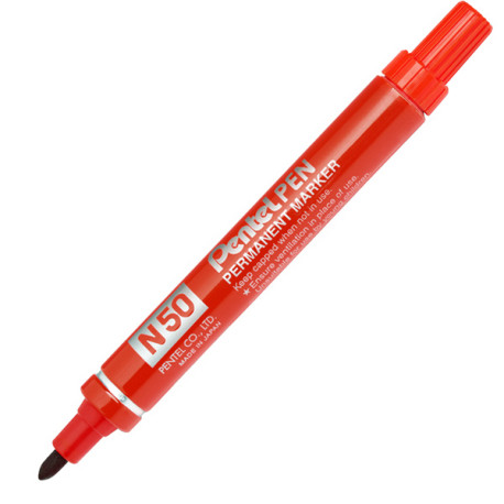 Marcatore permanente N50 - punta tonda - rosso - Pentel