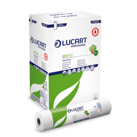Lenzuolino medico Eco 80 White - diametro 14,3 cm - 59 cm x 80 mt - bianco - Lucart