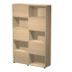 Libreria alta Tetris - 5  ripiani - ante scorrevoli - 120 x 35 x 191 cm - rovere/rovere