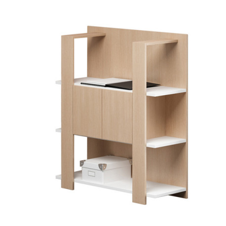 Libreria bassa Concept - 3 ripiani - 100x38,6x124 cm - bianco/rovere
