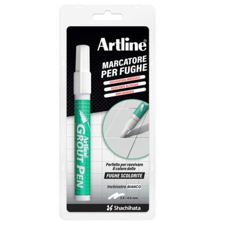Marcatore permanente - per fughe Grout Pen - punta a scalpello - tratto 2,0-4,0 mm - bianco - Artline