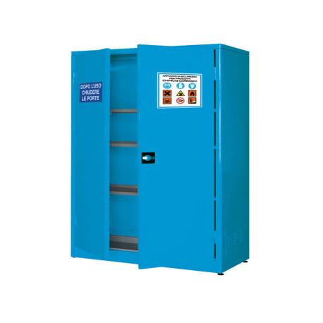 Armadio di sicurezza - per liquidi chimici - 107,5 x 50 x 185 cm - blu - Carvel