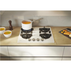 Piano Cottura Gas in vetro 60cm, 4 bruciatori, BiancoCandy Moderna CVG6BR4WTW