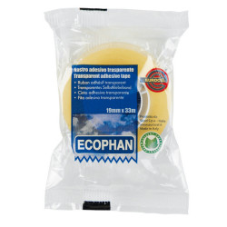 Nastro adesivo Ecophan - confezionato singolarmente - 19 mm x 33 m - acrilico - trasparente - Eurocel