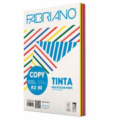 Carta Fabriano Colore - A3 - 80 gr - mix 5 colori forti - Fabriano - conf. 250 fogli