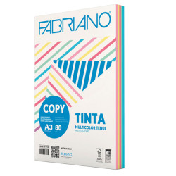 Carta Fabriano Colore - A3 - 80 gr - mix 5 colori tenui - Fabriano - conf. 250 fogli