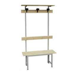 Panca spogliatoio - con alzata - 3 posti - 100 x 40 x 185 cm - legno - Fasma
