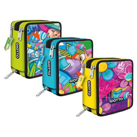 Astuccio 3 zip Young Street collection - 19,5 x 7,5 x 12,9 cm - PL - fantasie assortite - Giotto