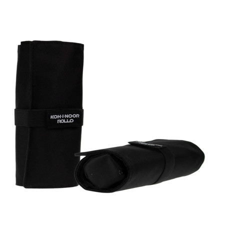 Astuccio arrotolabile Roller - con astuccio zip interno - 24 scomparti - 7,5 x 21,5 cm - tessuto - nero - Koh.I.Noor
