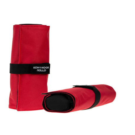 Astuccio arrotolabile Roller - con astuccio zip interno - 24 scomparti - 7,5 x 21,5 cm - tessuto - rosso - Koh.I.Noor