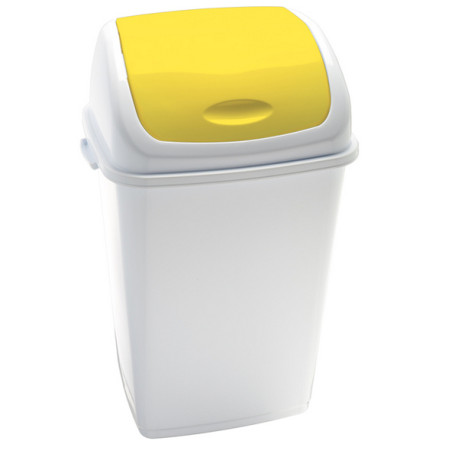 Pattumiera con coperchio basculante Rif - 44x33x68 cm - 50 L - bianco/giallo - Medial