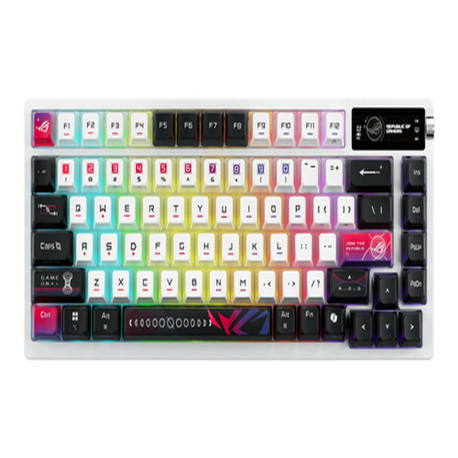 ASUS ROG Azoth X, 75%, Con cavo e senza cavo, USB + RF Wireless + Bluetooth, Interruttore a chiave meccanica, LED RGB, Nero, Bi