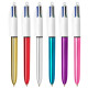 Penna a sfera scatto multifunzione 4 Colours Shine - punta 1,0 mm - fusto colori assortiti - Bic - conf. 12 pezzi