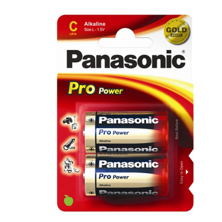 Pila mezzatorcia - C - LR14 - ProPower - alcalina - Panasonic - blister 2 pezzi