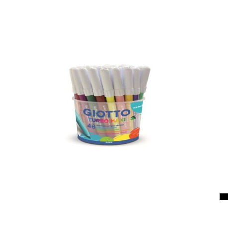 Barattolo Maxi pennarelli Giotto Turbo Grafik 48 pz assortiti punta asimmetrica per scrittura bi-dimensionale molto resistente