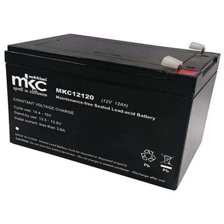 Batteria al piombo ricaricabile 12V 12Ah terminale faston 6.3mm MKC MKC12120 491460212