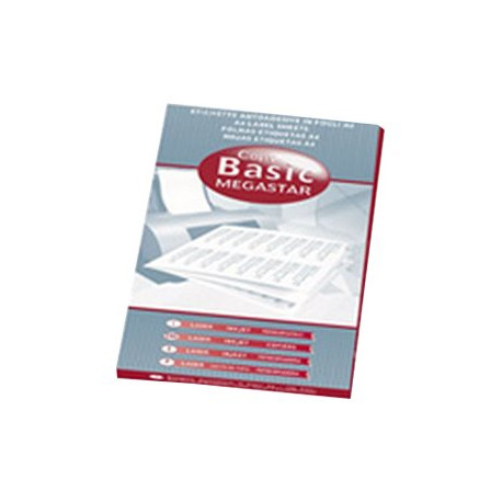 Copy Basic Megastar LP4MS - Carta - Opaca - adesivo permanente - bianco - 37 x 14 mm 10000 etichette (100 foglio(i) x 100) etic