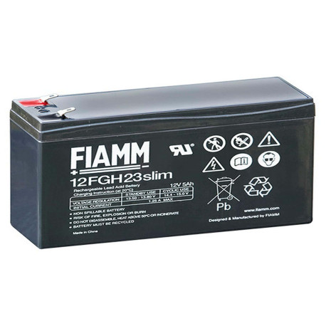 Batteria al piombo ricaricabile 12V 5Ah slim terminale faston 4.8mm FIAMM 12FGH23 SLIM 491460386