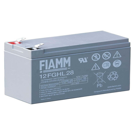 Batteria al piombo ricaricabile 12V 7,2Ah longlife terminale faston 6.3 mm FIAMM 12FGHL28 491460511