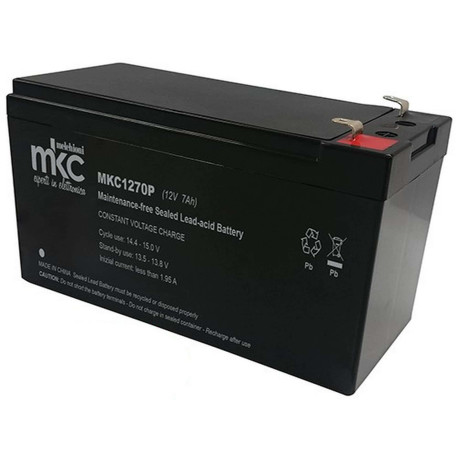 Batteria al piombo ricaricabile 12V 7Ah terminale faston 4.8mm MKC MKC1270P 491460215