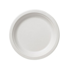 Piatto piano monouso Bio - rotondo - diametro 22 cm - cellulosa/canna da zucchero - bianco - Leone - conf. 50 pezzi
