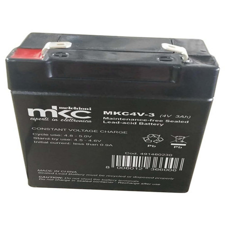 Batteria al piombo ricaricabile 4V 3Ah terminale faston 4.8mm MKC MKC4V-3 491460230
