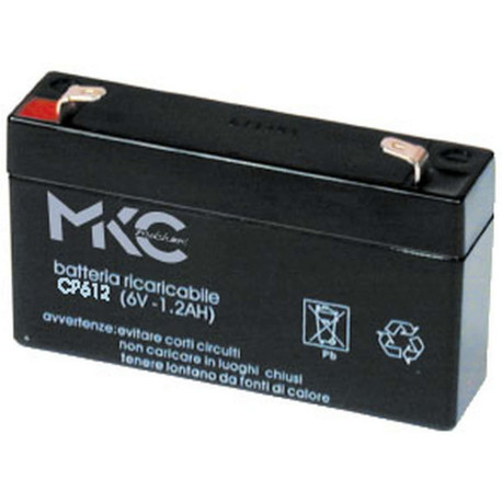 Batteria al piombo ricaricabile 6V 1.2Ah terminale faston 4.8mm MKC MKC612 491460201