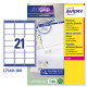 Avery Etichette adesive L7160 - in carta - angoli arrotondati - laser - permanenti - 63,5 x 38,1 mm - 21 et/fg - 100 fogli -  b