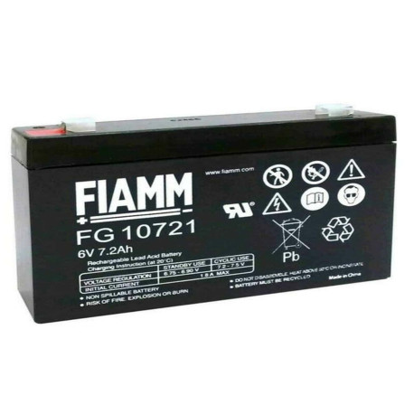 Batteria al piombo ricaricabile 6V 7.2Ah faston 4,8mm FIAMM FG10721 491460388