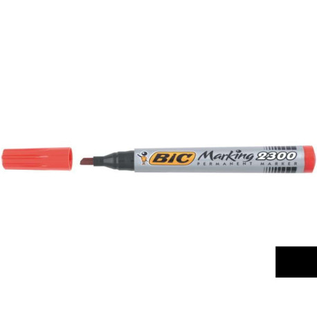 Bic Marking 2300 rosso punta scalpello ultra resistente (3 7 mm-5 5 mm)-Bic- fusto in plastica design conico (Conf. 12 pz)