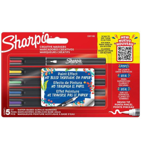 Sharpie ASTUCCIO 5 MARCATORI CREATIVE MARKERS SHARPIE PUNTA PENNELLO