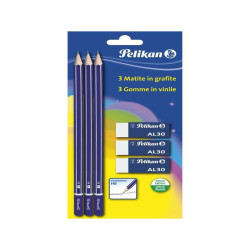 Blister 3Matite legno HB 3Gomme AL30
