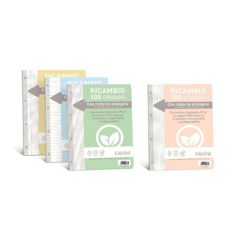 BLOCCHI QUADERNI E RUBRICHE - RICAMBIO RINFORZATO BIO 100 GR, 40 FF, MOD. Q