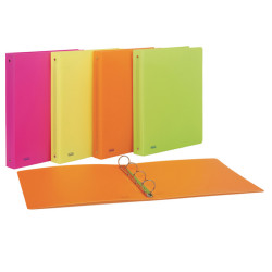 Raccoglitore neon - 22 x 30 cm - 4 anelli tondi 30 mm- PP - colori assortiti - Favorit