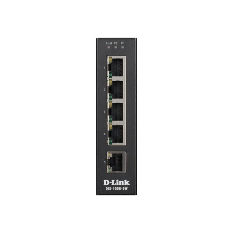 D-Link DIS 100G-5W - Switch - unmanaged - 5 x 10/100/1000 - montabile su rail DIN, montaggio a parete